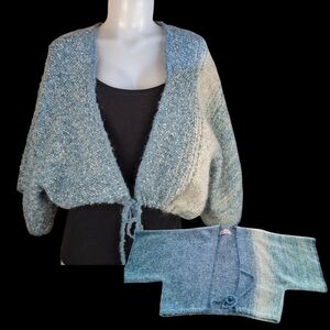 Handmade Wool Knitted Bolero Vest Cardigan Medium/Large Grano Boho Hippie